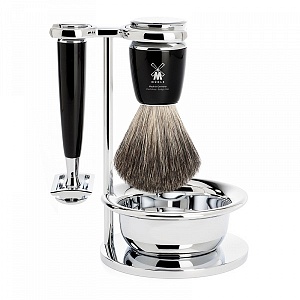 Muehle Бритвенный набор из черной смолы 4 предмета Т-образный станок S 81 M 226 SSR
