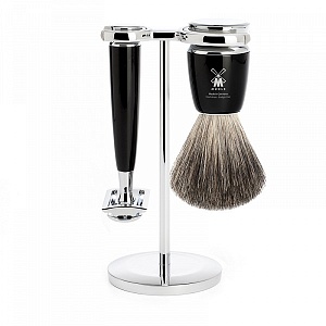 Muehle Бритвенный набор из черной смолы, 3 предмета, Т-образный станок S 81 M 226 SR
